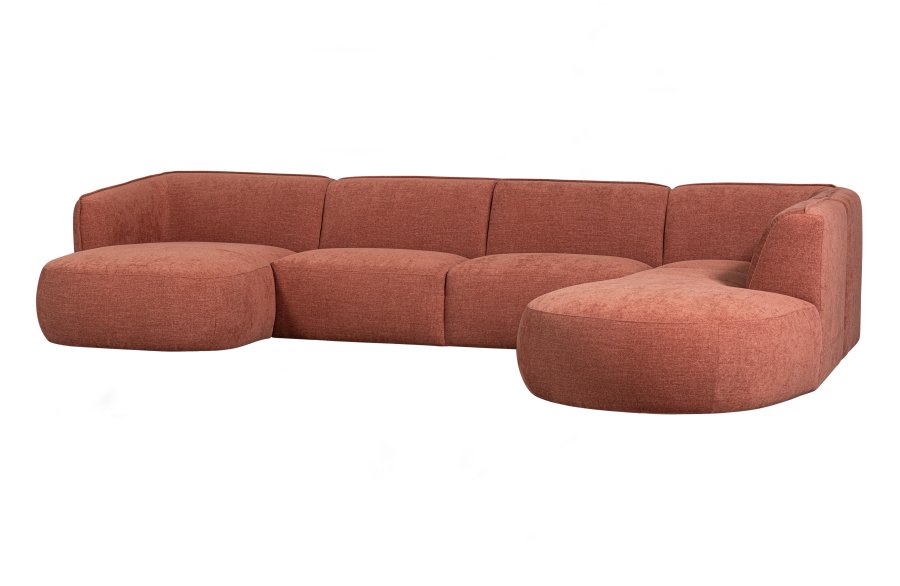 WOOOD EXCLUSIVE Polly sofa U-form, hjre - lyserd polyester