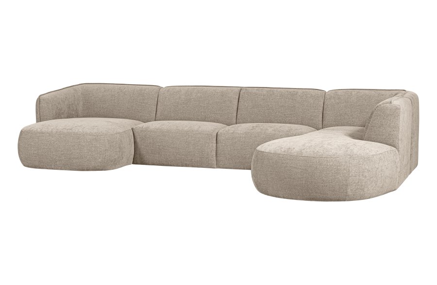 WOOOD EXCLUSIVE Polly sofa U-form, hjre - sand polyester