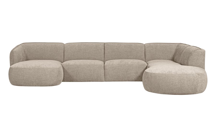 WOOOD EXCLUSIVE Polly sofa U-form, hjre - sand polyester
