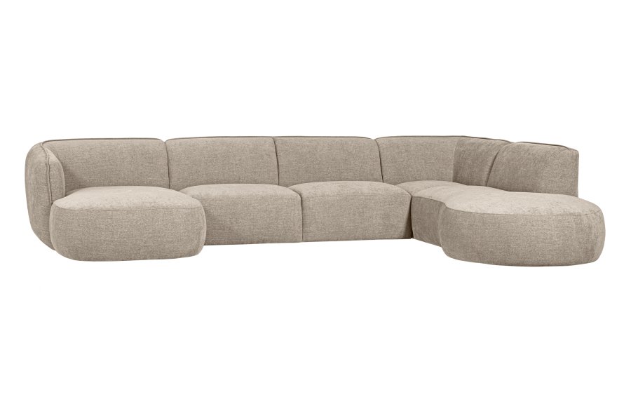 WOOOD EXCLUSIVE Polly sofa U-form, hjre - sand polyester