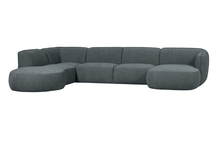 WOOOD EXCLUSIVE Polly sofa U-form, venstre - bl-grn polyester
