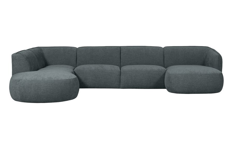 WOOOD EXCLUSIVE Polly sofa U-form, venstre - bl-grn polyester