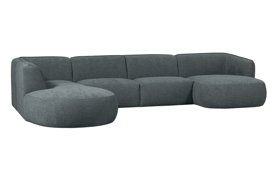 WOOOD EXCLUSIVE Polly sofa U-form, venstre - bl-grn polyester