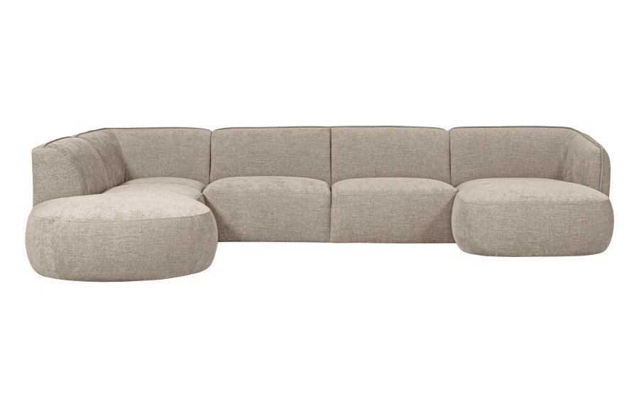 WOOOD EXCLUSIVE Polly sofa U-form, venstre - sand polyester