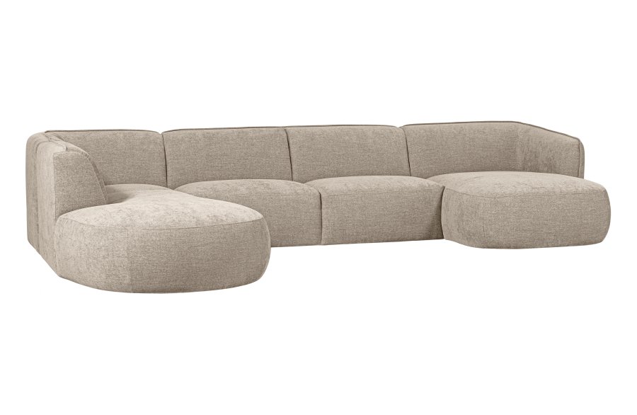 WOOOD EXCLUSIVE Polly sofa U-form, venstre - sand polyester