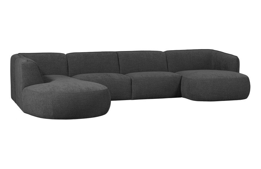 WOOOD EXCLUSIVE Polly sofa U-form, venstre - gr polyester