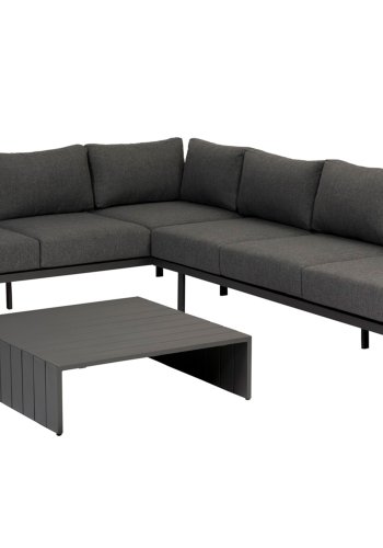 EXOTAN Bari loungest til haven, m. bord og hynder  - antracitgr stof, polywood og aluminium