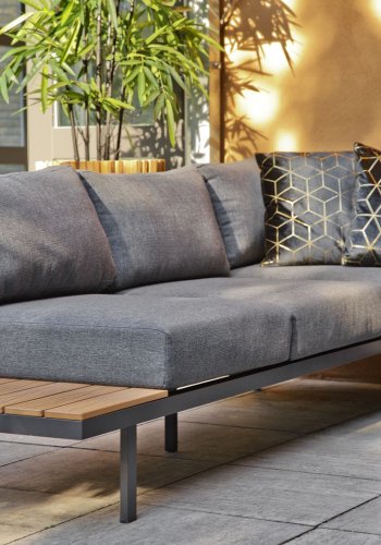 EXOTAN Bari loungest til haven, m. bord og hynder  - antracitgr stof, polywood og aluminium