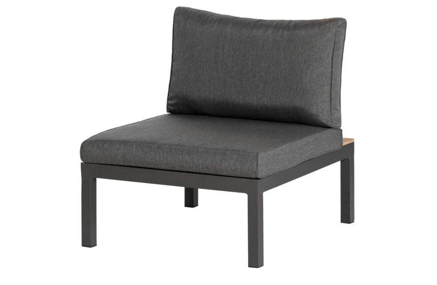 EXOTAN La Vida midter loungesofa - antracitgr stof, teak og aluminium