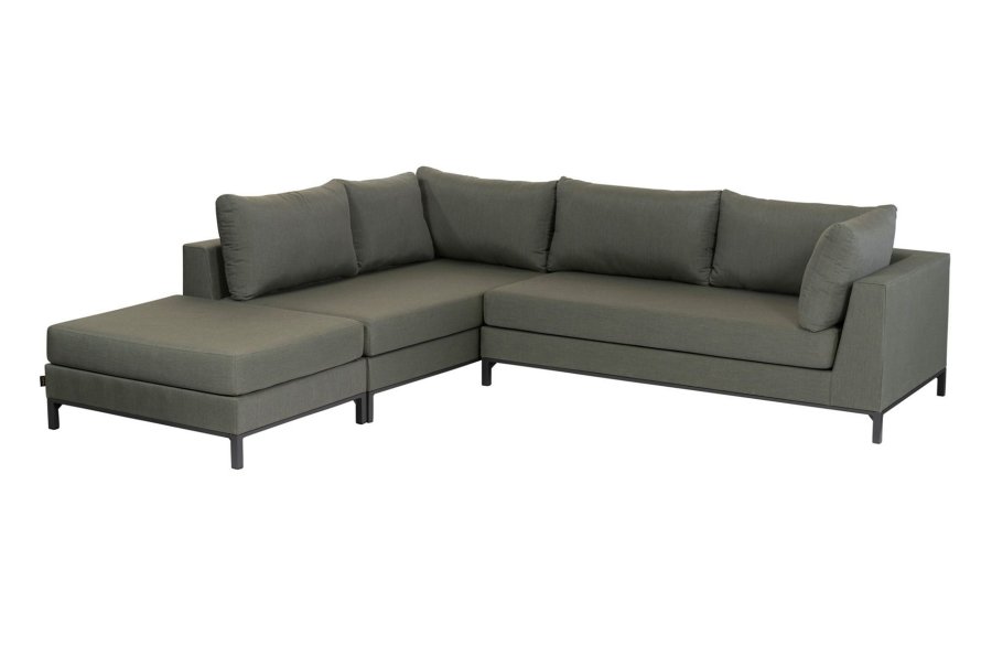 EXOTAN Capri loungehj�rnesofa, venstre - gr�n stof og aluminium