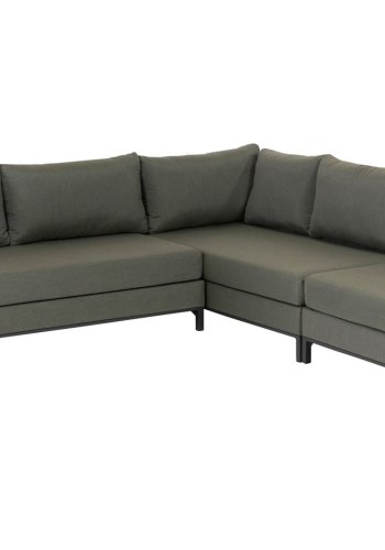 EXOTAN Capri loungehj�rnesofa, h�jre - gr�n stof og aluminium