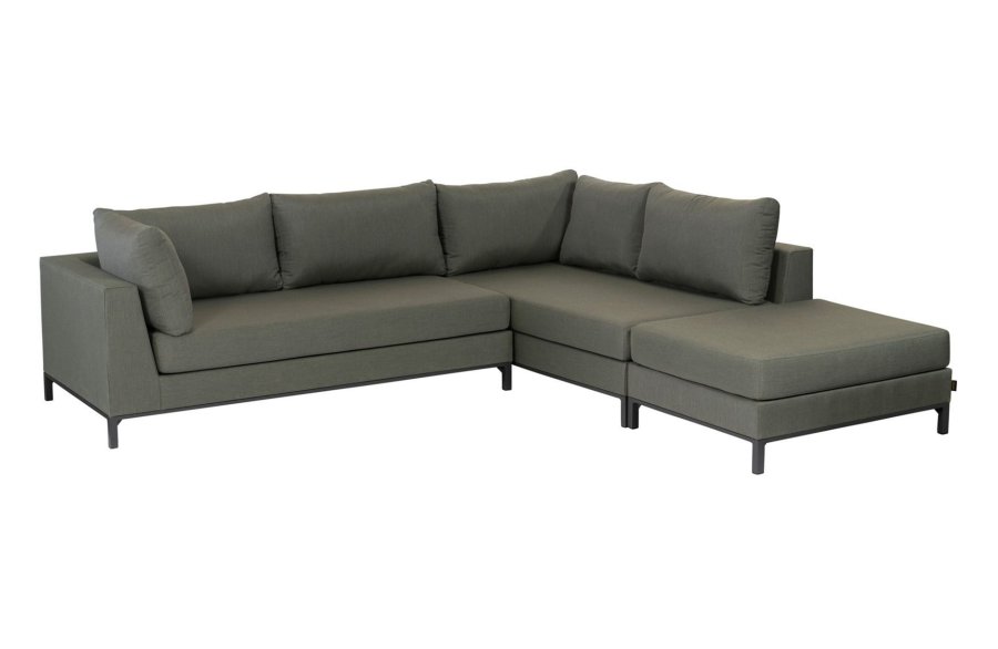 EXOTAN Capri loungehj�rnesofa, h�jre - gr�n stof og aluminium