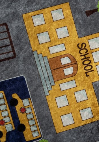 TEPPI Small Town gulvtppe til brn, rektangulr - multifarvet polyester (200x290)