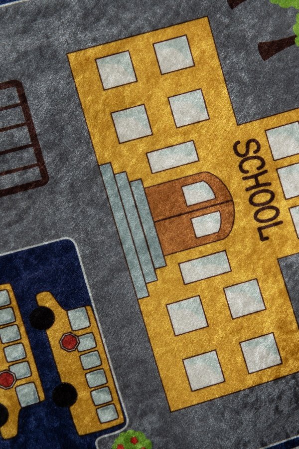 TEPPI Small Town gulvtppe til brn, rektangulr - multifarvet polyester (200x290)