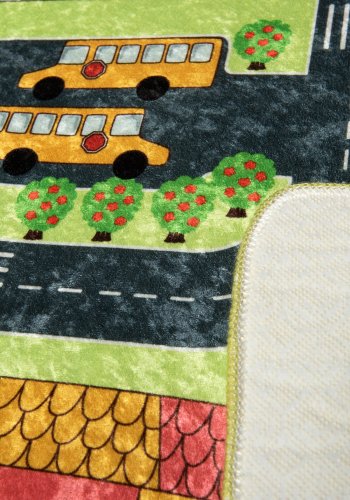 TEPPI Small Town gulvtppe til brn, rektangulr - multifarvet polyester (100x160)