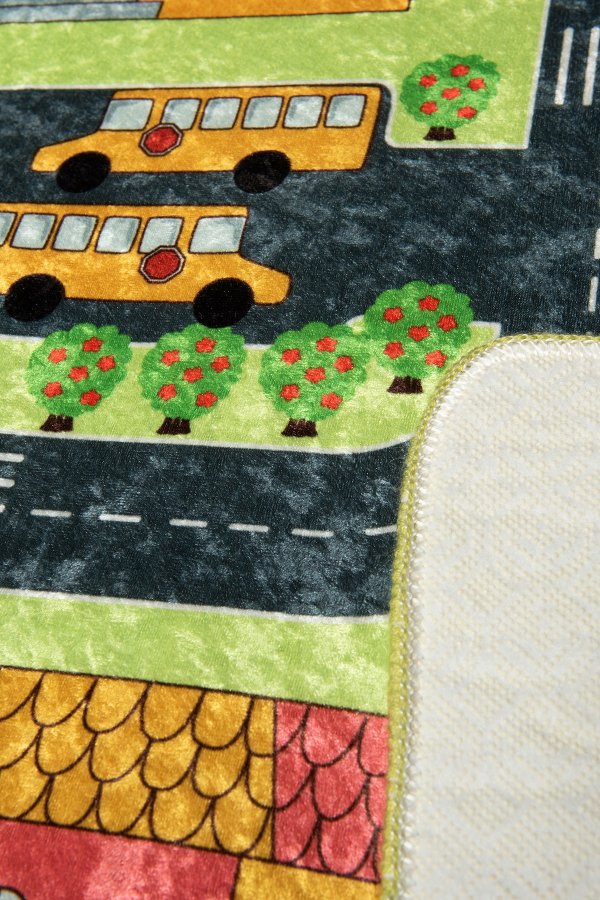 TEPPI Small Town gulvtppe til brn, rektangulr - multifarvet polyester (140x190)