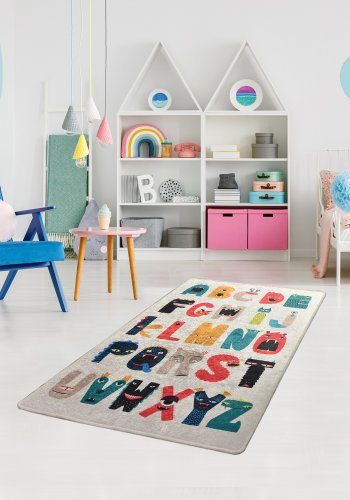 TEPPI Monsters gulvtppe til brn, rektangulr - multifarvet polyester (100x160)