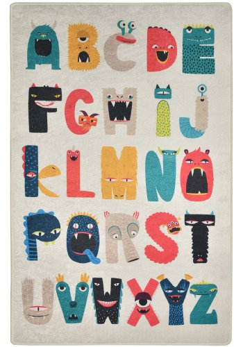 TEPPI Monsters gulvtppe til brn, rektangulr - multifarvet polyester (140x190)