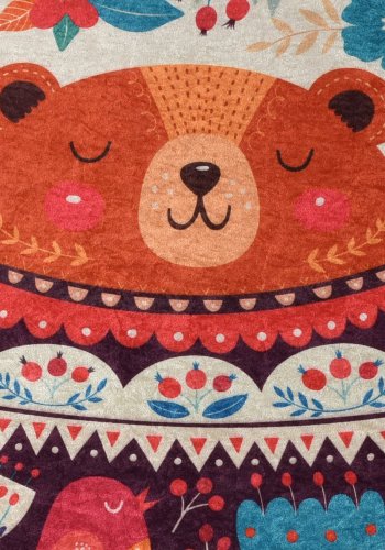 TEPPI Sweet Bear gulvtppe til brn, rund - multifarvet polyester (140)