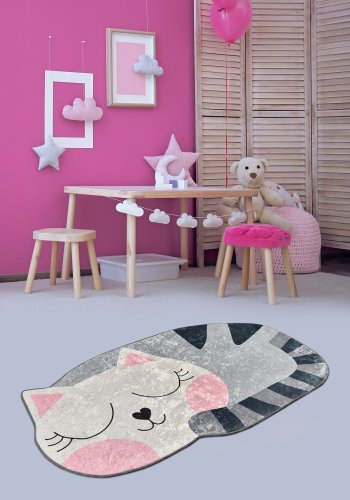 TEPPI Big Cat gulvtppe til brn, organisk - multifarvet polyester (100x160)