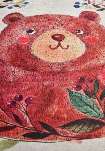 TEPPI Bears gulvtppe til brn, rund - multifarvet polyester (140)