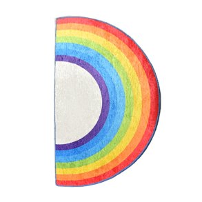 TEPPI Rainbow gulvtppe til brn, halvrund - multifarvet polyester (85x160)
