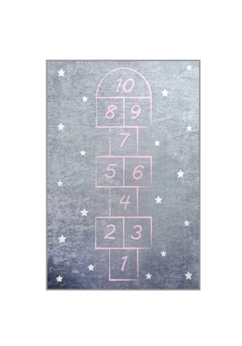 TEPPI Hopscotch gulvtppe til brn, rektangulr - multifarvet polyester (140x190)