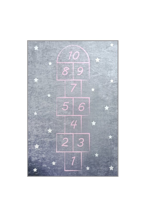 TEPPI Hopscotch gulvtppe til brn, rektangulr - multifarvet polyester (140x190)