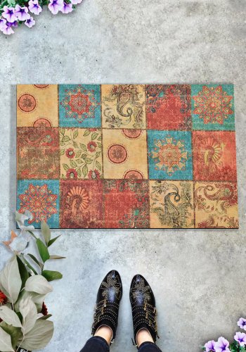 TEPPI Wonder drmtte m. mnster, rektangulr - multifarvet PVC (60x40)