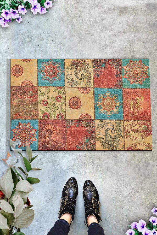 TEPPI Wonder drmtte m. mnster, rektangulr - multifarvet PVC (60x40)