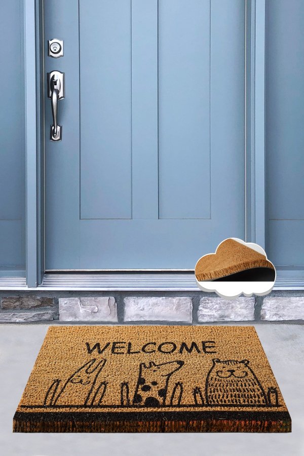 TEPPI Animals Coco drmtte m. mnster, rektangulr - multifarvet kokos (60x40)