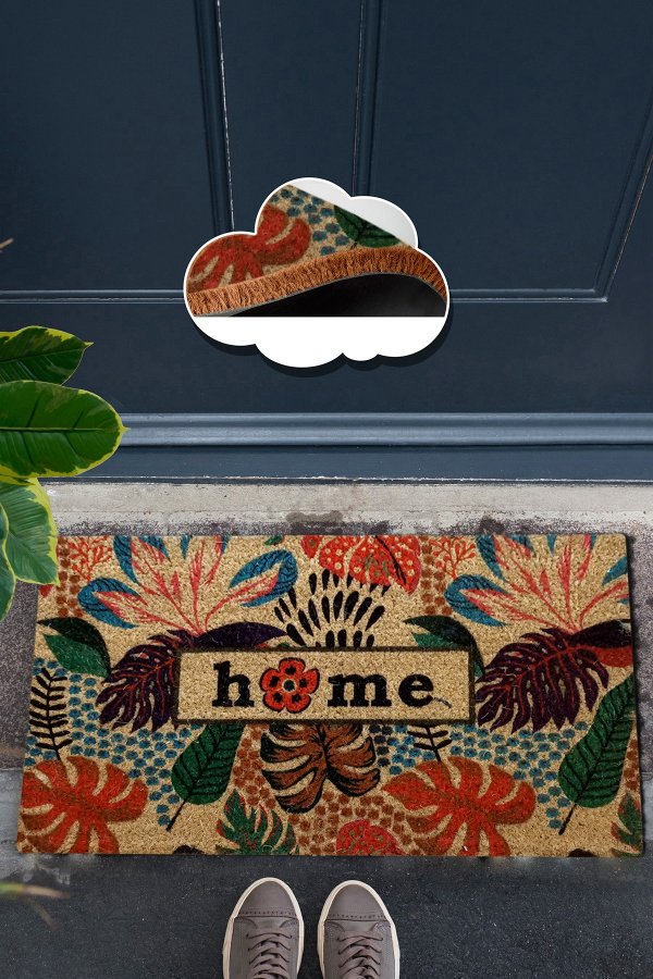 TEPPI Coco Feuille drmtte m. mnster, rektangulr - multifarvet kokos (60x40)