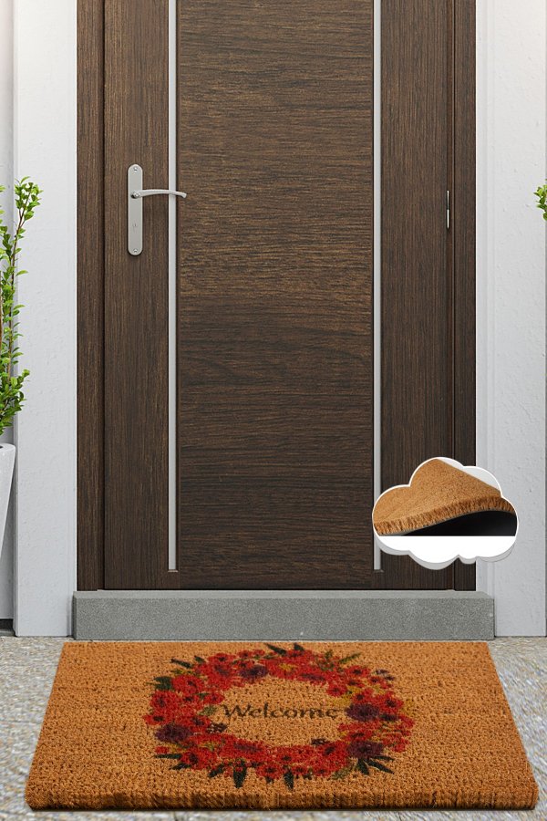 TEPPI Coco Wreath drmtte m. mnster, rektangulr - multifarvet kokos (60x40)