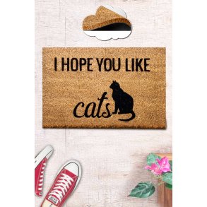 TEPPI Coco You Like Cats drmtte m. mnster, rektangulr - multifarvet coir (60x40)