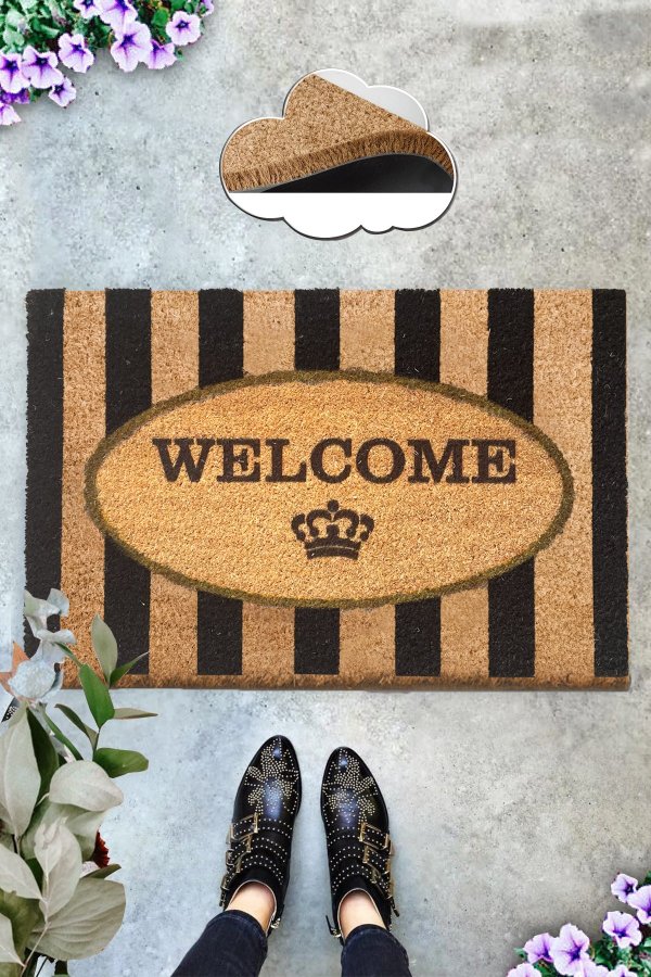 TEPPI Rigel Coco drmtte m. mnster, rektangulr - multifarvet kokos (60x40)