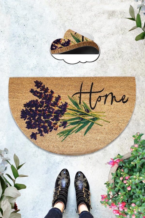 TEPPI Joven Coco drmtte m. mnster, halvrund - multifarvet kokos (75x45)