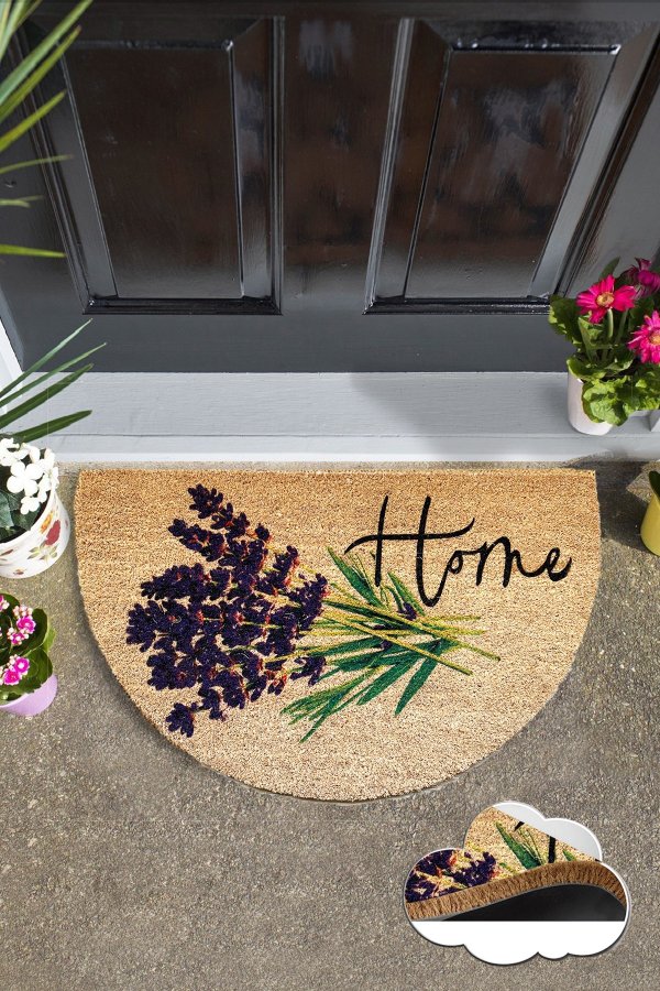 TEPPI Joven Coco drmtte m. mnster, halvrund - multifarvet kokos (75x45)