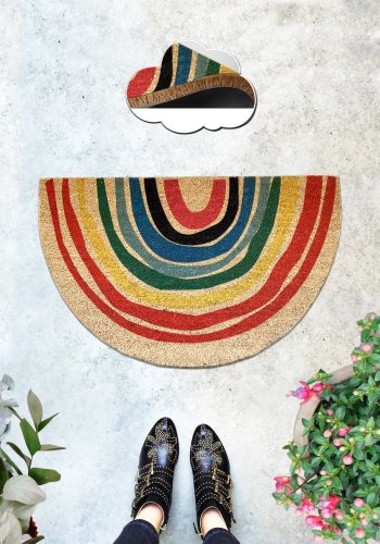 TEPPI Porque Coco drmtte m. mnster, halvrund - multifarvet kokos (75x45)