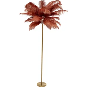 KARE DESIGN Feather Palm gulvlampe - rustrd strudsefjer og messing stl