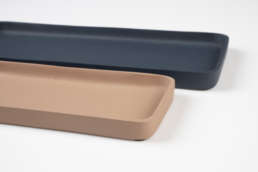 ZUIVER Rebel bakke, rektangulr - lyserd og bl aluminium (st med 2)