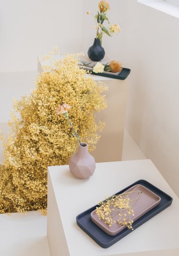 ZUIVER Rebel bakke, rektangulr - lyserd og bl aluminium (st med 2)