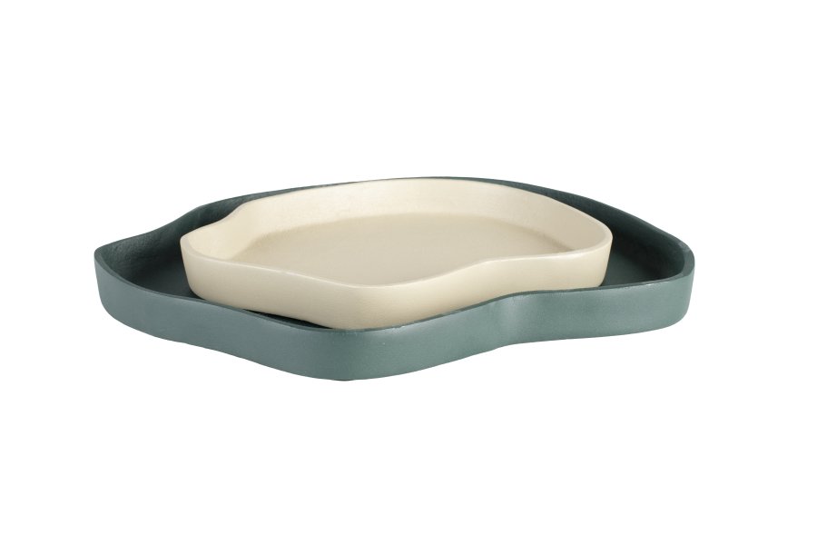 ZUIVER Revolt bakke, organisk - elfenben og grn aluminium (st med 2)