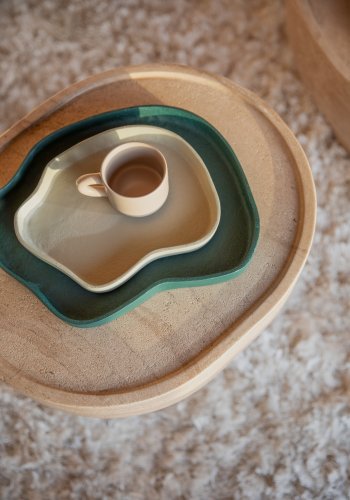 ZUIVER Revolt bakke, organisk - elfenben og grn aluminium (st med 2)