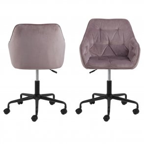 ACT NORDIC Brooke skrivebordsstol, m. armln - stvet rosa polyester og sort metal