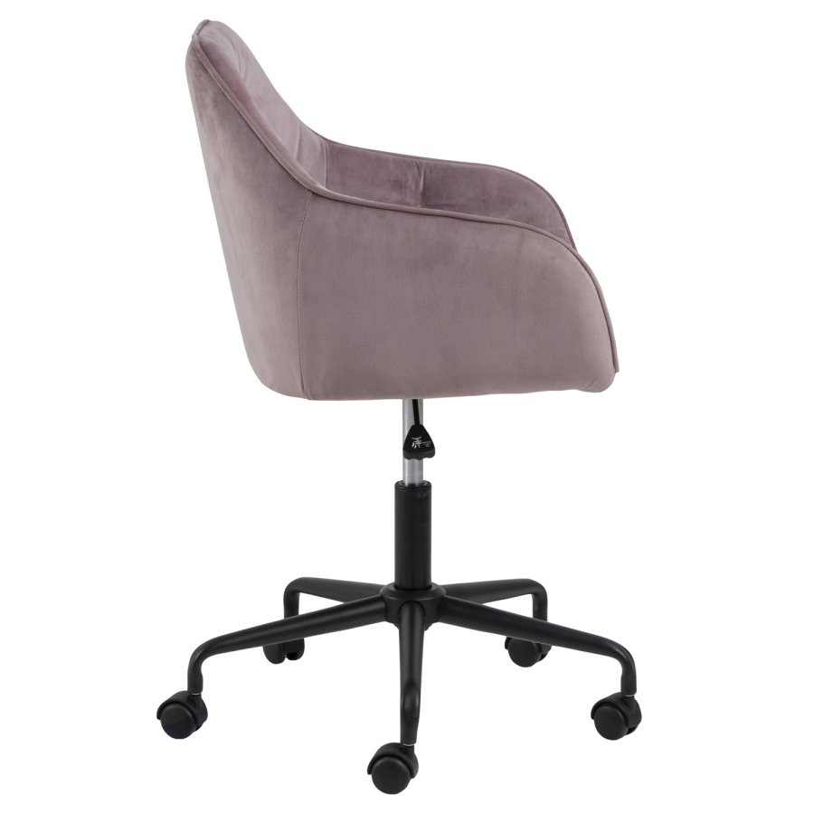 ACT NORDIC Brooke skrivebordsstol, m. armln - stvet rosa polyester og sort metal