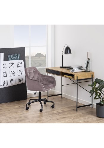 ACT NORDIC Brooke skrivebordsstol, m. armln - stvet rosa polyester og sort metal