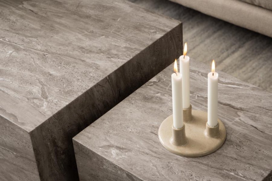 ACT NORDIC Dice sofabord, rektangulr/kvadratisk - gr papir med River marmormnster (st af 2)