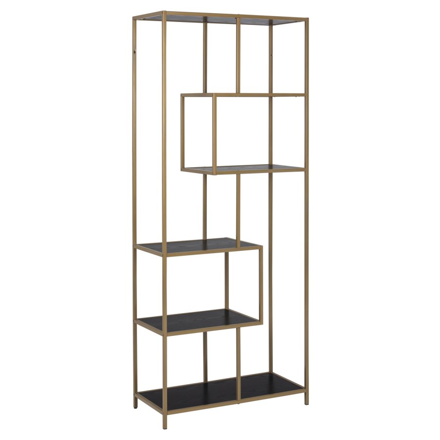 ACT NORDIC Seaford bogreol - sort melamin ask og guld metal