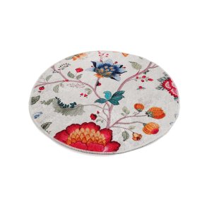 TEPPI Arya gulvtppe m. mnster, rund - multifarvet polyester (100)