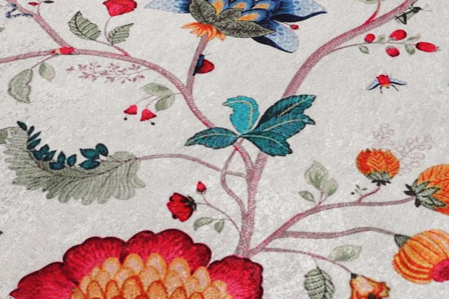 TEPPI Arya gulvtppe m. mnster, rund - multifarvet polyester (100)